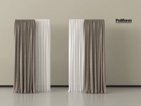 现代窗帘 布艺窗帘 纱帘 褶帘su模型