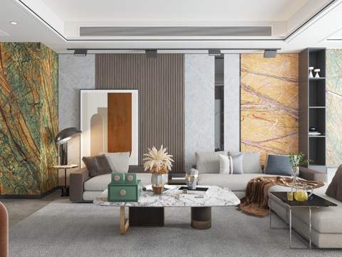  现代客厅3d模型 