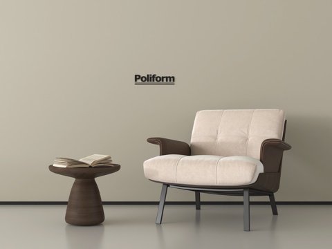 中古风沙发椅  休闲椅子  单椅 布艺 小几su模型