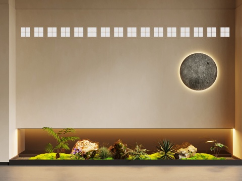 新中式景观 背景墙su模型