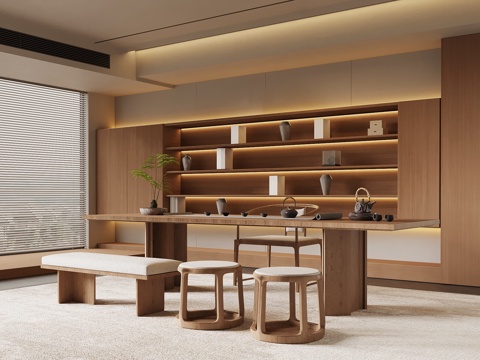 新中式茶室su模型