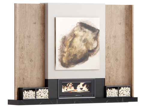 复古中古风壁炉 客厅背景墙su模型