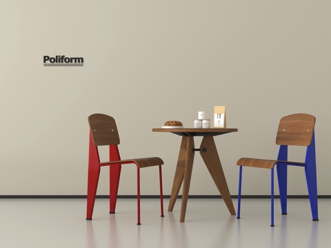 现代餐桌椅  多巴胺 孟菲斯 包豪斯 休闲桌椅su模型