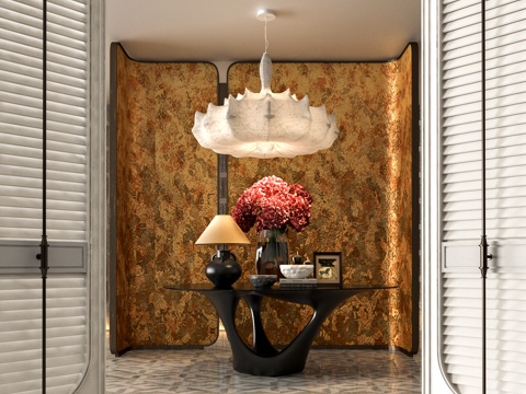 现代法式装饰摆台 吊灯su模型