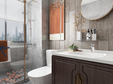  中式卫生间3d模型 