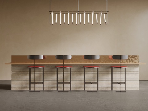 现代吧台 接待台 吊灯su模型