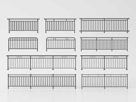  现代栏杆 围栏护栏  铁艺栏杆 扶手3d模型 