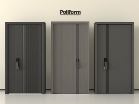 现代防盗门  入户门  子母门 指纹锁门  智能锁门su模型