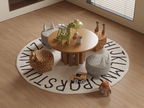 现代儿童休闲桌椅su模型