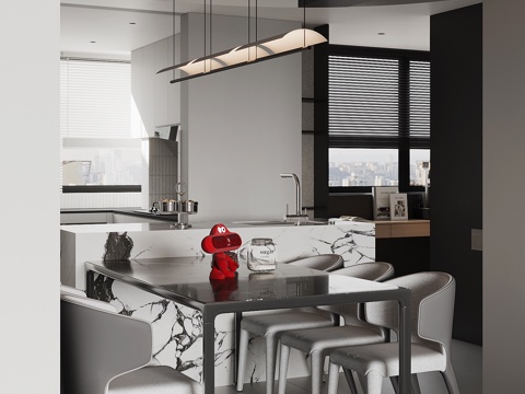  现代家居餐厅3d模型 