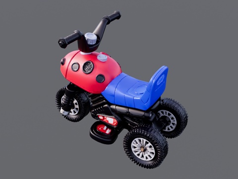 黑红蓝三色儿童三轮滑板车su模型