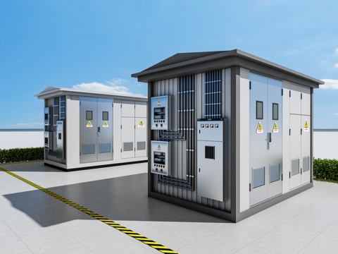  现代箱变 配电箱 配电房 变压房 电箱3d模型 