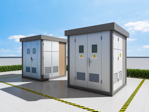  现代箱变 变压房 配电箱 电箱3d模型 