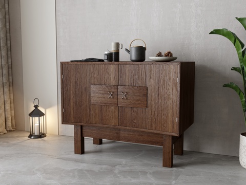 复古玄关柜su模型