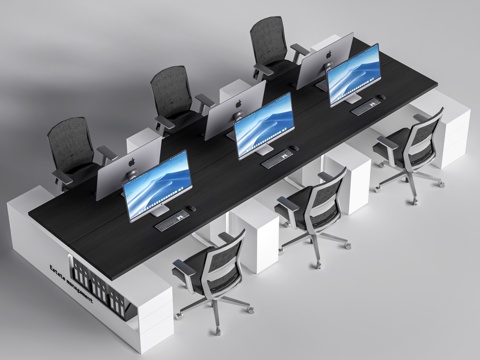 现代办公桌椅 工位桌椅 公司办公桌su模型