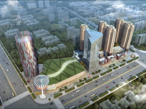  现代住宅商业街商场建筑外观3d模型 