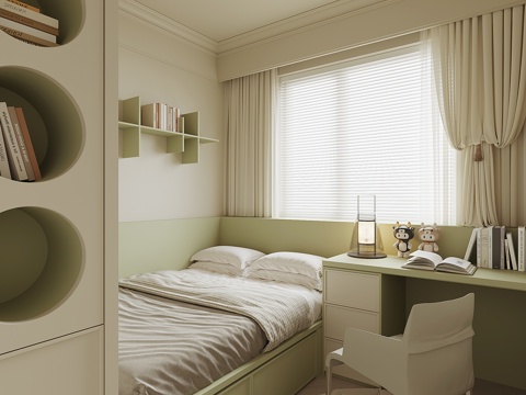 现代榻榻米卧室su模型