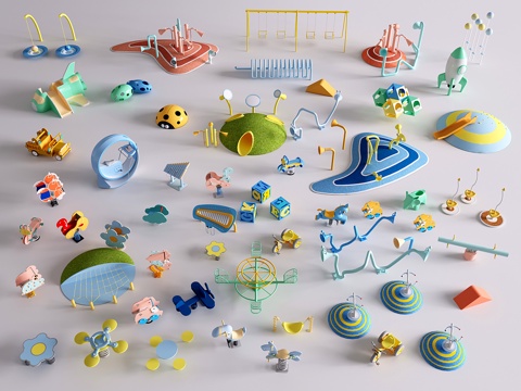  现代儿童游乐设施 儿童户外娱乐器材 儿童器材组合 儿童游乐设3d模型 