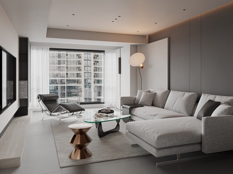 现代家居客厅su模型