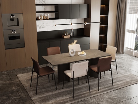  现代意式餐厅3d模型 