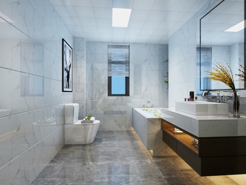  新中式现代新中式卫生间3d模型 