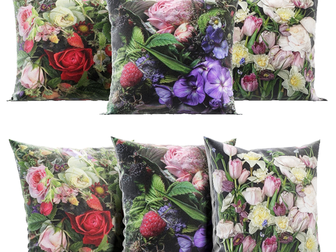  现代鲜花布艺抱枕3d模型 