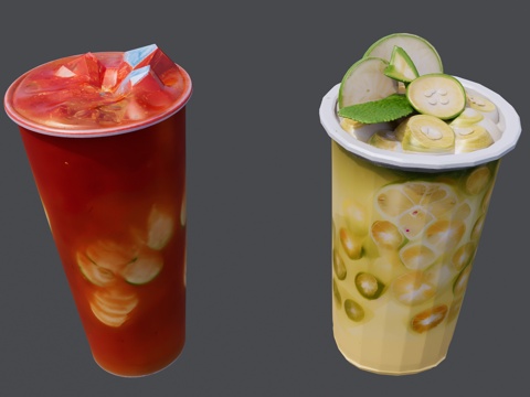 奶茶组合su模型