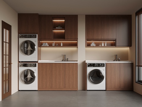 中古风洗衣房su模型