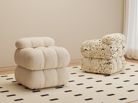 法式奶油风沙发凳 梳妆凳 换鞋凳su模型