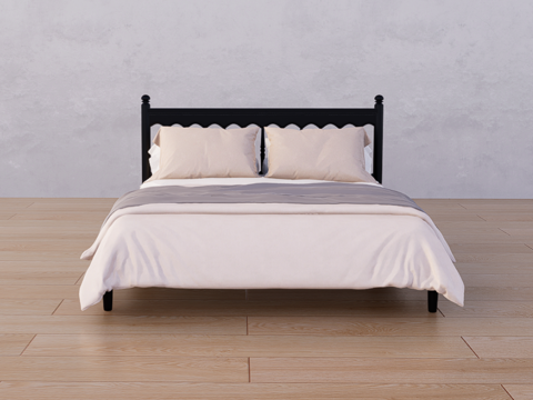 中古双人床su模型