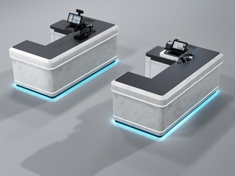  现代收银台 接待台 点餐台 收银机3d模型 