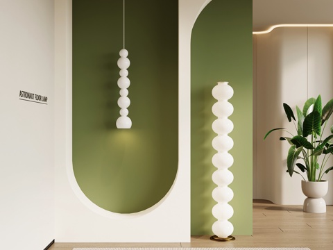 现代奶油风玄关su模型