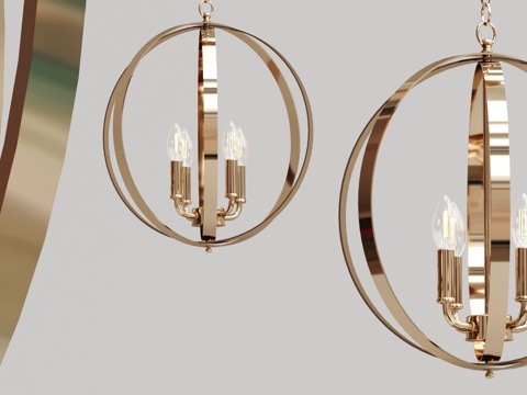  现代金属吊灯3D模型3d模型 