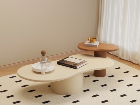 现代中古茶几 子母茶几su模型