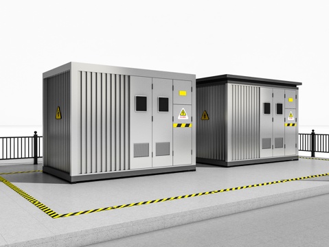 现代箱变 配电房 变压房 电箱 储能柜3d模型 