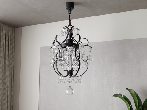 法式水晶吊灯su模型