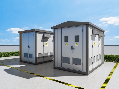  现代箱变 变压器 配电房3d模型 