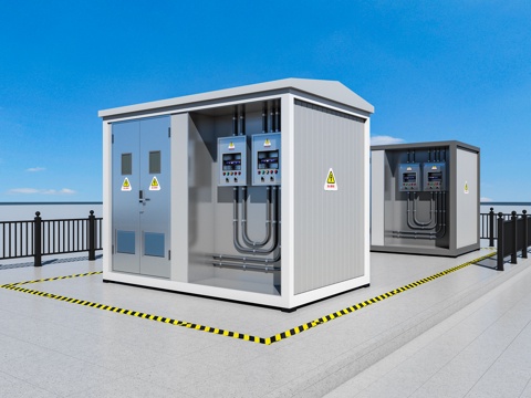  现代箱变 配电房 电箱 变压房3d模型 