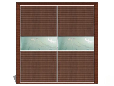 新中式衣柜 储物柜 实木衣柜 衣柜 全屋定制 移门衣柜su模型