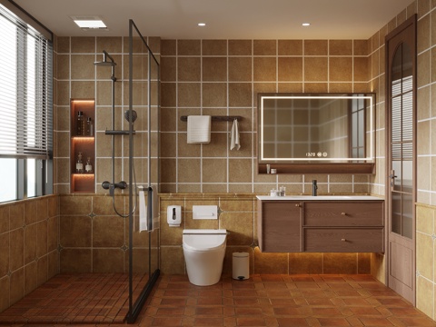  中古风卫生间 浴室柜3d模型 