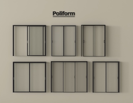 现代推拉门 玻璃推拉门 无轨推拉门 阳台门su模型