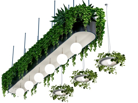 现代吊篮 吊挂植物 植物吊顶 绿植su模型