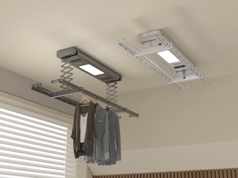 现代晾衣架 隐形晾衣架 升降晾衣架  电动晾衣架su模型