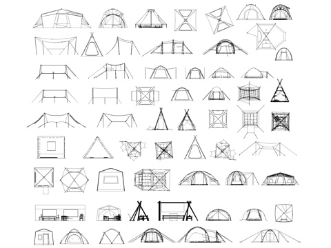 露营帐篷躺椅CAD图库cad施工图