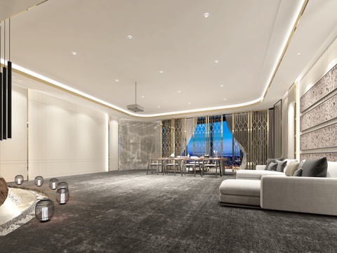  新中式一个公司的VIP客户接待室3d模型 