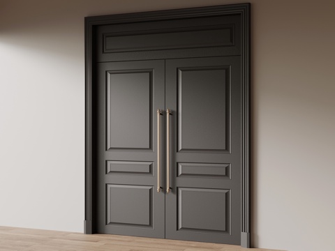 现代双开门 防盗门 入户门su模型