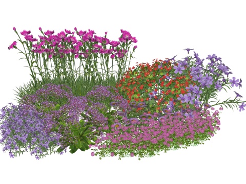 现代庭院花卉植物堆景观组合su模型