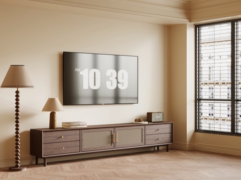 中古风电视柜su模型