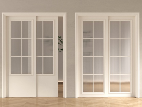 法式推拉门 阳台推拉门 厨房推拉门 玻璃推拉门su模型