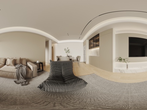  现代极简客厅餐厅 